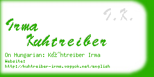 irma kuhtreiber business card